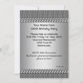 メンズ 誕生日パーティー シルバー メタル ルッククローム 招待状 (裏面)