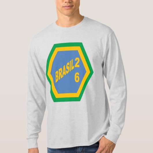 メンズ 長袖Tシャツ グレー BRASIL 26 Tシャツ (正面)