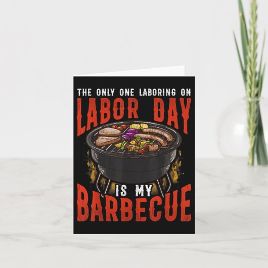 メンズ 面白い 労働者の日 BBQ パーティー T シャツ カード (正面)
