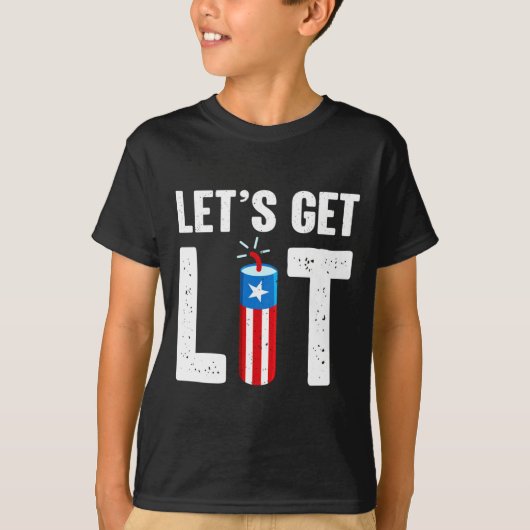 メンズ 4th of July 花火 派手な面白いデザイン Tシャツ (正面)
