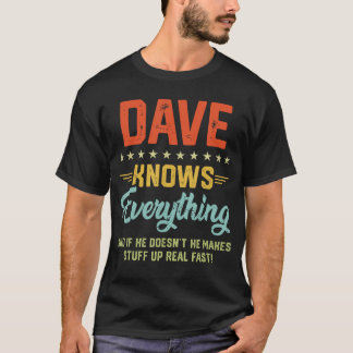 メンズ Dave Knows Everything おもしろ 名前入り パーソナライズド Tシャツ