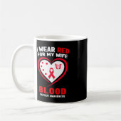 メンズI衣服レッド妻の血液がん認識度 コーヒーマグカップ (左)