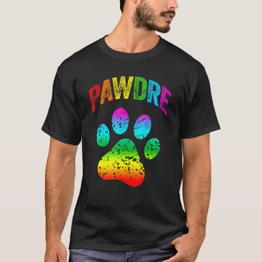 メンズLGBTレインボードッグパパ猫パパペットポーペットLGBT Tシャツ (正面)