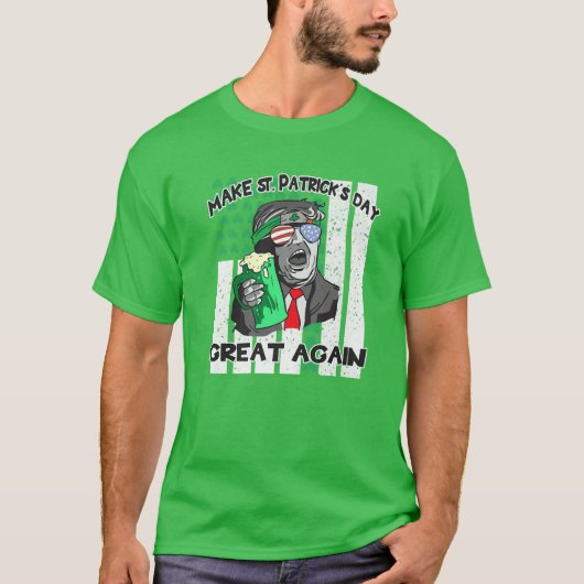 メンズSt patricks dayビール飲料米国国旗D Tシャツ (正面)