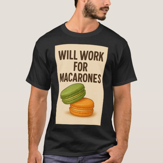 メンズTシャツ マカロネスのために働きます Tシャツ (正面)