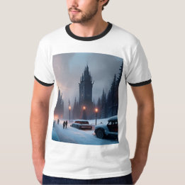 メンズTシャツ - 冬の街 Tシャツ
