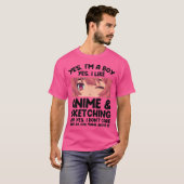 メンズYes私は男の子のYesで私はアニメスケッチAniが好き Tシャツ (正面フル)