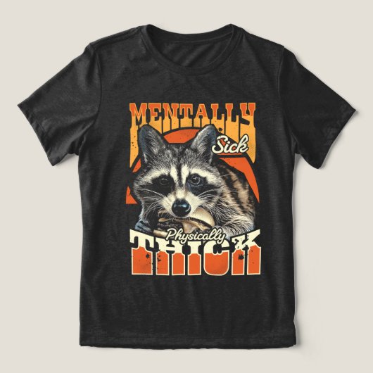 メンタルに病んだボテッとした野生のアライグマ 90年代  トライブレンドＴシャツ (デザイン正面)