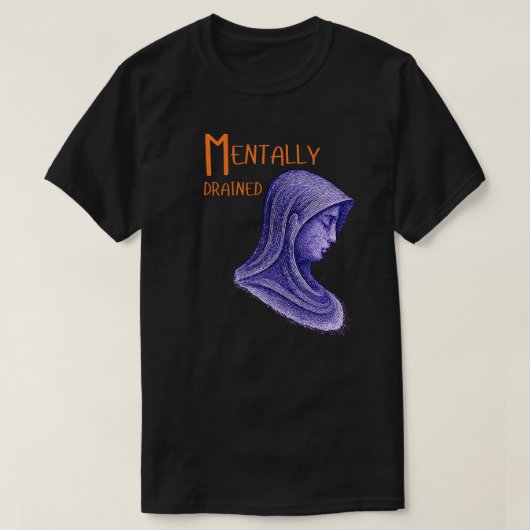メンタルドレイン抽象的人物イラスト - 静か Tシャツ (デザイン正面)