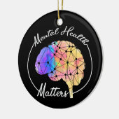 メンタルヘルスおもしろいは脳数々の色に関する セラミックオーナメント (左)