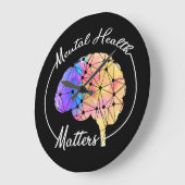 メンタルヘルスおもしろいは脳数々の色に関する ラージ壁時計 (傾斜)