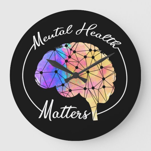 メンタルヘルスおもしろいは脳数々の色に関する ラージ壁時計 (正面)