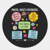 メンタルヘルスのリマインダーグリーンリボンメンタルヘルス ラウンドシール (正面)