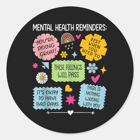メンタルヘルスのリマインダーグリーンリボンメンタルヘルス ラウンドシール (正面)