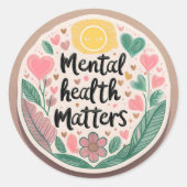メンタルヘルスの問題 – ステッやる気を起こさせるカー ラウンドシール (正面)