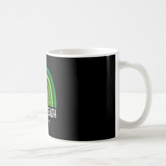 メンタルヘルスの意識向上グリーン虹脳 コーヒーマグカップ (右)