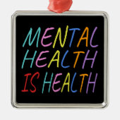 メンタルヘルスは健康、メンタルヘルス awareness メタルオーナメント (正面)
