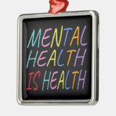 メンタルヘルスは健康、メンタルヘルス awareness メタルオーナメント (左)