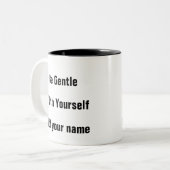 メンタルヘルスは自分に優しく ツートーンマグカップ (正面左)