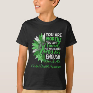 メンタルヘルスやる気を起こさせる認識度戦士グリーン Tシャツ