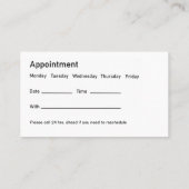 メンタルヘルスカウンセラーアポイントメントカード 予約カード (裏面)