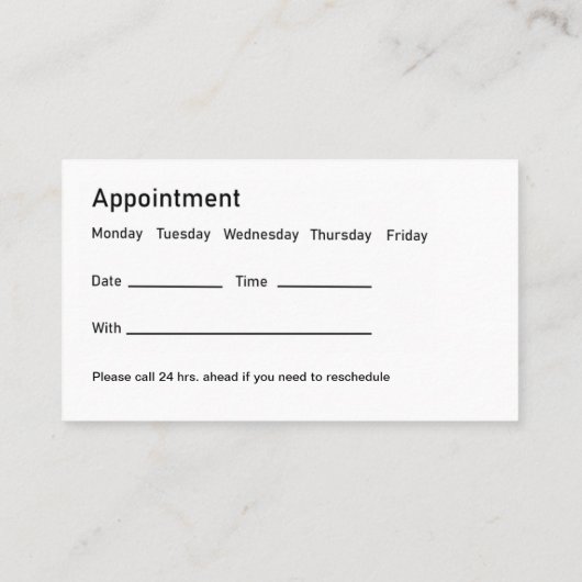 メンタルヘルスカウンセラーアポイントメントカード 予約カード (裏面)