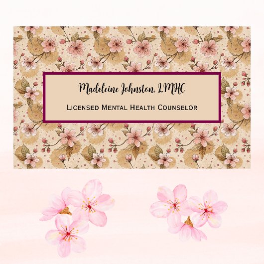 メンタルヘルスカウンセラー 桜の花 名刺