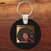 メンタルヘルスセラピストアフロ女性黒史M キーホルダー (裏面)