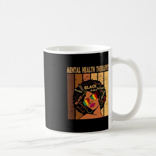メンタルヘルスセラピストアフロ女性黒史M コーヒーマグカップ (右)