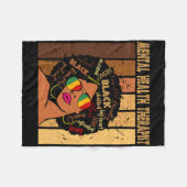 メンタルヘルスセラピストアフロ女性黒史M フリースブランケット (正面(横))