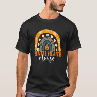 メンタルヘルスナースレインボーパンプキンハロウィンコスト Tシャツ