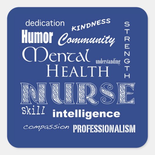 メンタルヘルスナース属性 – ブルーベリー スクエアシール (正面)