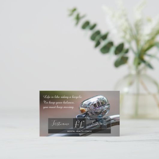 メンタルヘルス前向きコーチ自転車勇気付けられる 名刺 (スタンド正面)