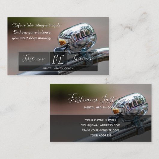 メンタルヘルス前向きコーチ自転車勇気付けられる 名刺 (正面/裏面)