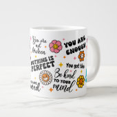 メンタルヘルス前向き引用文ログ ジャンボコーヒーマグカップ (正面右)