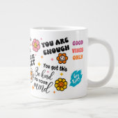 メンタルヘルス前向き引用文ログ ジャンボコーヒーマグカップ (右)