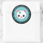 メンタルヘルス問題かわいい猫 ラウンドシール (バッグ)