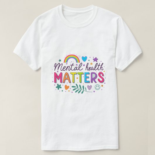 メンタルヘルス問題カラフル- Rainbow前向き Tシャツ (デザイン正面)