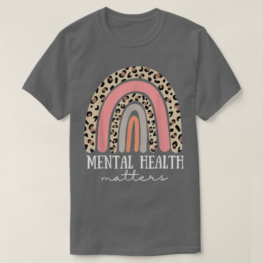 メンタルヘルス問題ヒョウ印刷ボホレインボーA Tシャツ (デザイン正面)