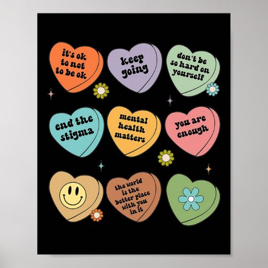 メンタルヘルス問題フローラ脳図健康 ポスター (正面)