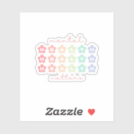 メンタルヘルス問題レトロフラワーパステルレインボー シール