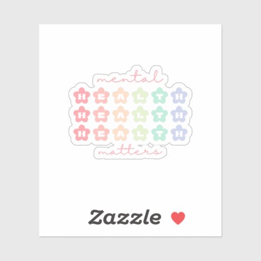 メンタルヘルス問題レトロフラワーパステルレインボー シール (シート)