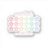 メンタルヘルス問題レトロフラワーパステルレインボー シール (正面)