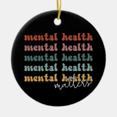 メンタルヘルス問題レトロ認識度 セラミックオーナメント (正面)