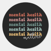 メンタルヘルス問題レトロ認識度 ラウンドシール (正面)