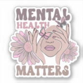 メンタルヘルス問題認識度レトロフローラ ガーリー シール (正面)
