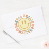 メンタルヘルス問題，不安，かわいいメンタルヘルス ラウンドシール (封筒)