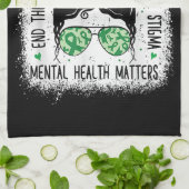 メンタルヘルス問題Messy Bunメンタルヘルス戦争 キッチンタオル (折り畳み)