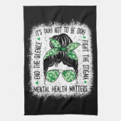 メンタルヘルス問題Messy Bunメンタルヘルス戦争 キッチンタオル (縦)
