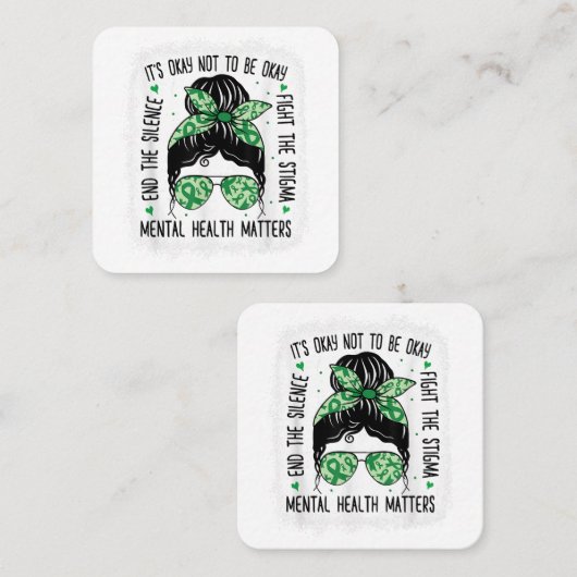 メンタルヘルス問題Messy Bunメンタルヘルス戦争 スクエア名刺 (正面/裏面)